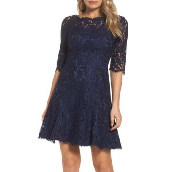 eliza j navy blue lace dress